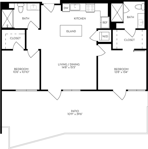 a floor plan of a house with a combination of bedrooms and a living room